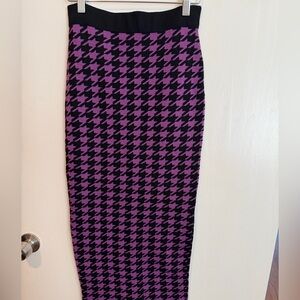 River Island Purple and Black Houndstooth Pencil Skirt NWT